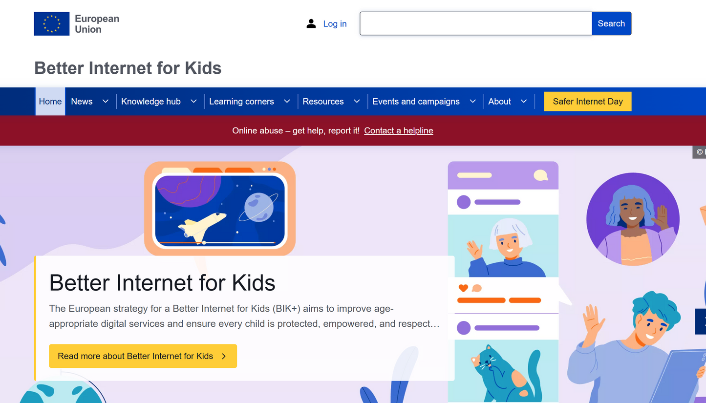 Site web Better Internet for Kids.europa.eu