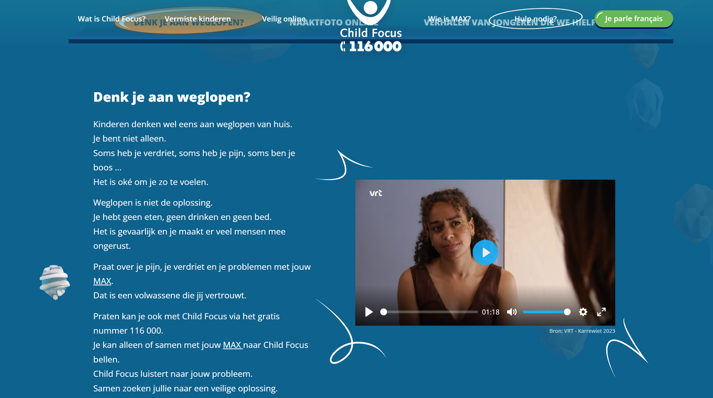 Site web de Child Focus pour les enfants