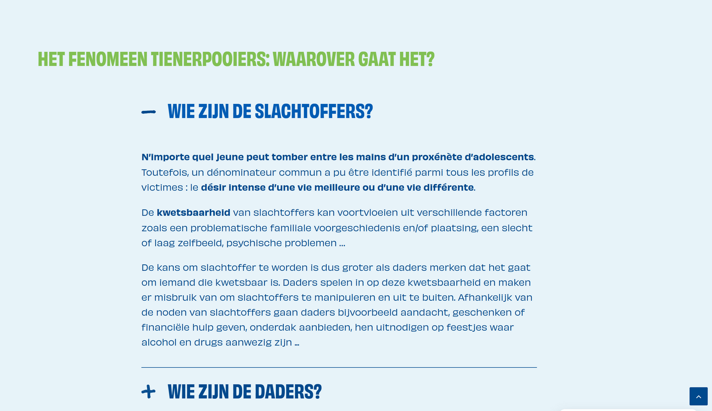 Site web Stopproxenetes-ados.be
